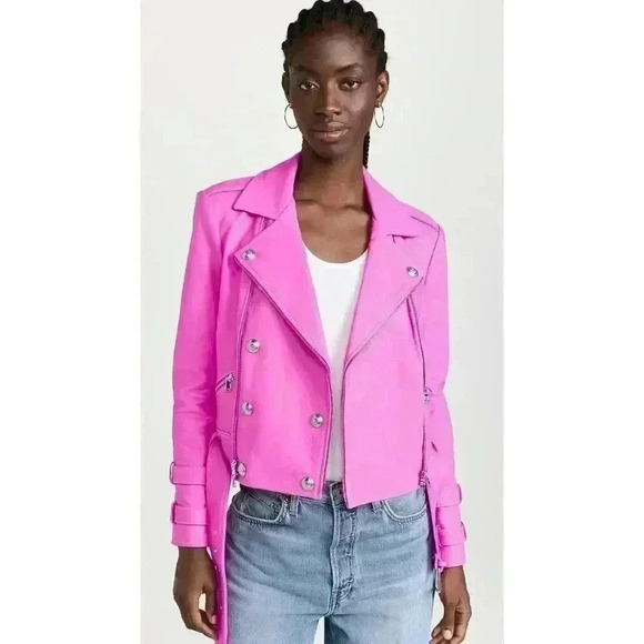 New L’Agence Billie Belted Leather Jacket NWT Retails $1,695 Sz XS - Picture 3 of 5